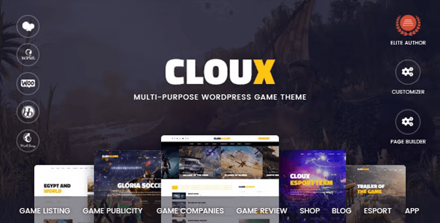 Cloux - tema WordPress game serbaguna