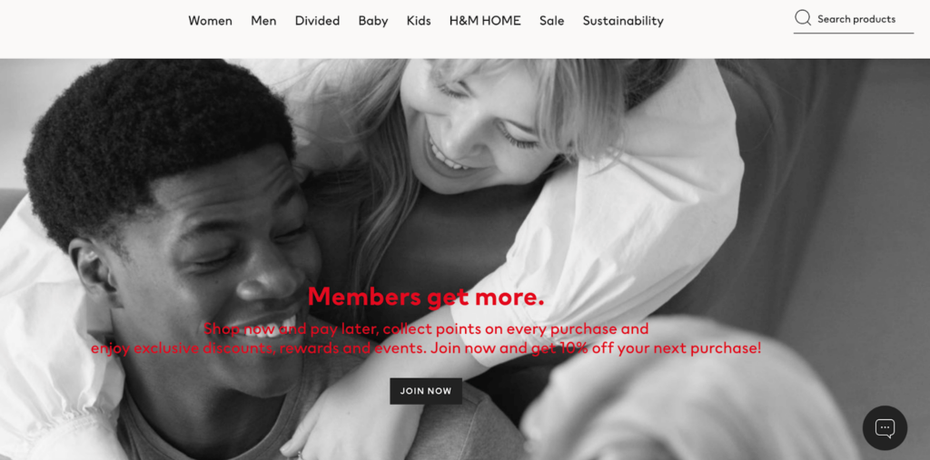 Ein Homepage-Banner von der Website von H&M