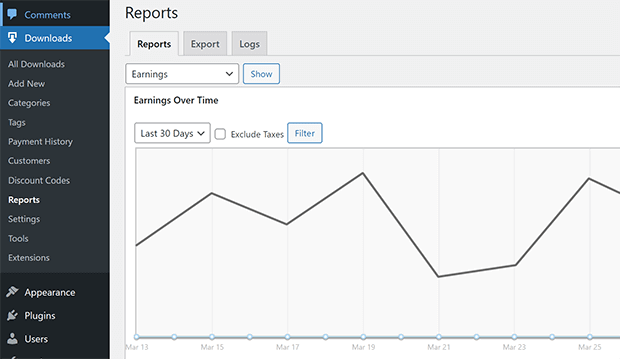 Easy Digital Downloads reports