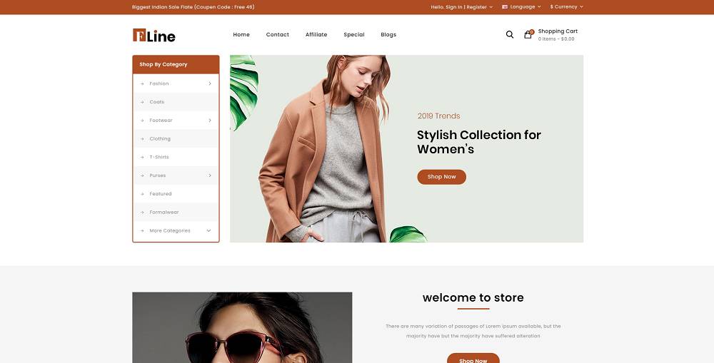 FLine – Template OpenCart Toko Fashion