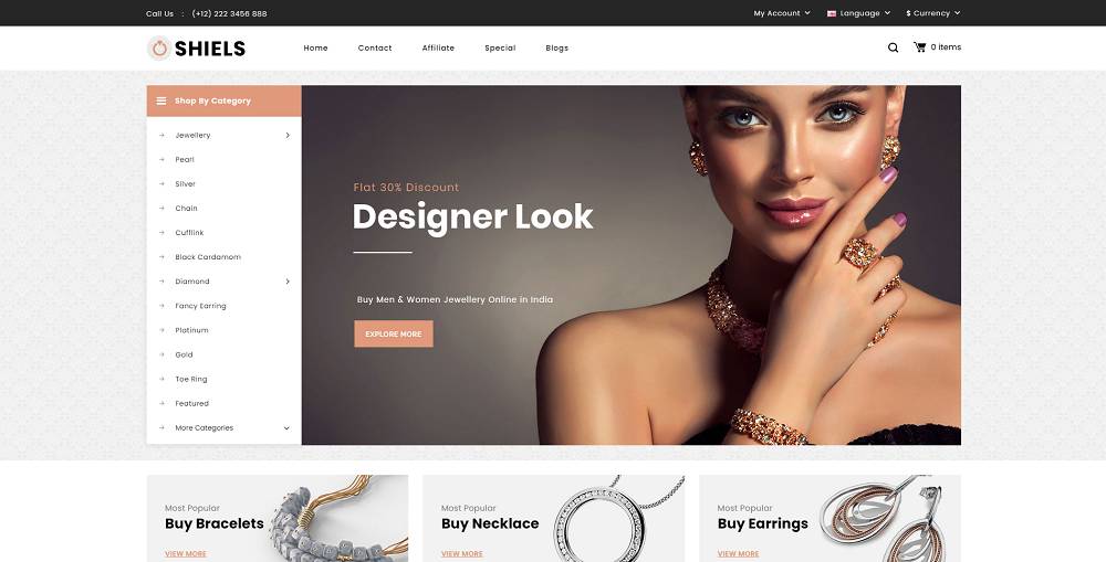 Shiels – Template OpenCart Toko Perhiasan