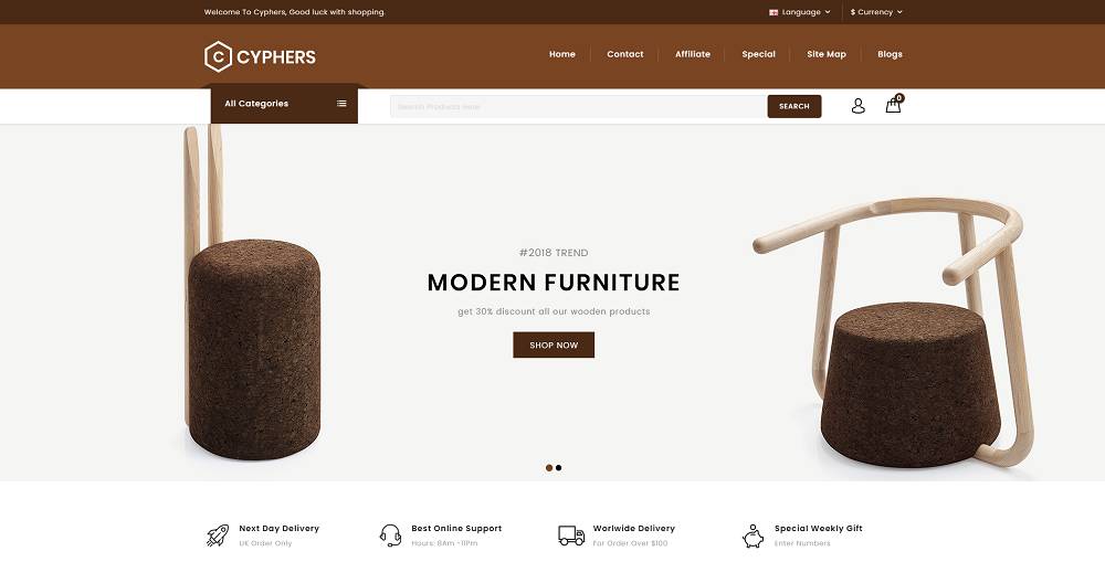 Cyphers – Template OpenCart Toko Furnitur