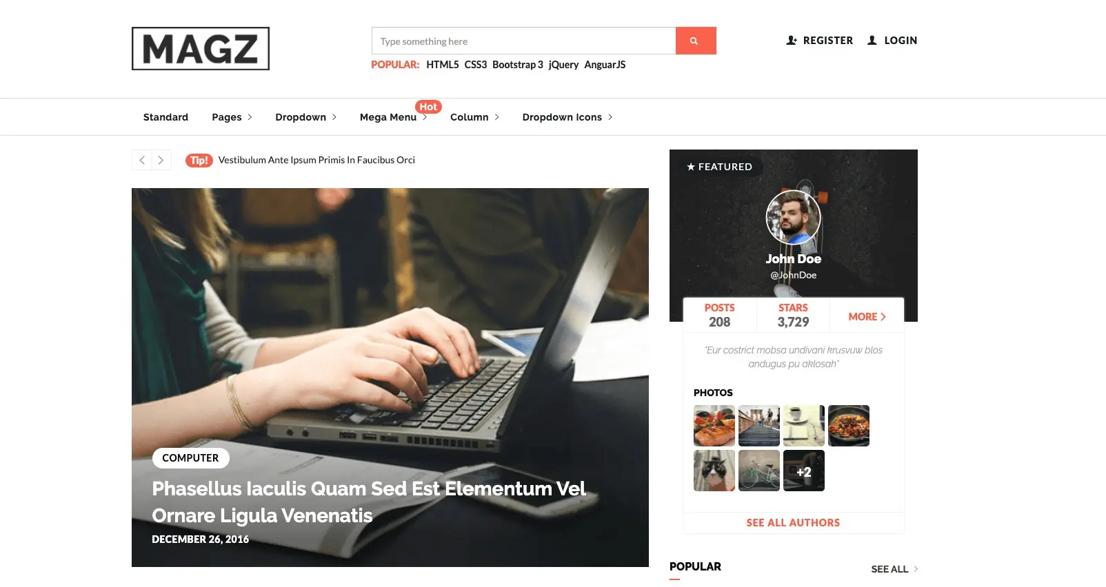 Plantilla gratuita de noticias Bootstrap de Magz