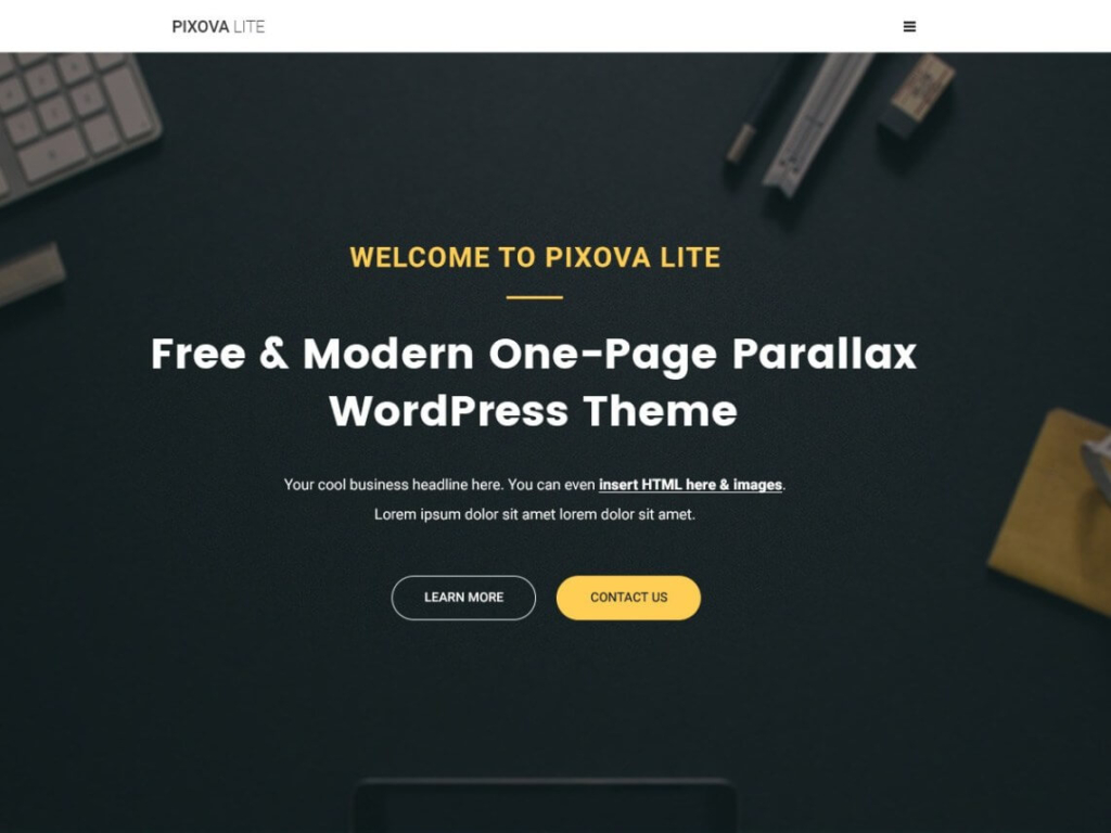 Thème wordpress d'amorçage Pixova Lite