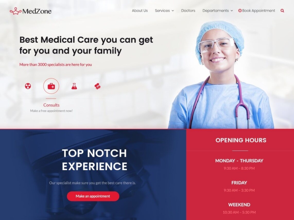 Загрузочная тема WordPress для Medzone