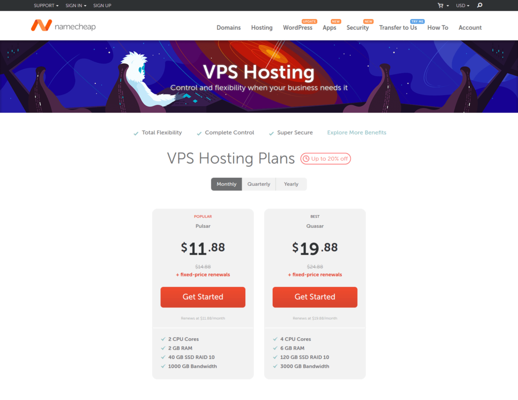 Namecheap VPS-Hosting