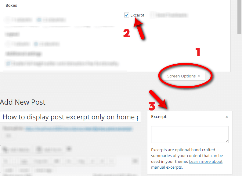 قم بتمكين WordPress Post Excerpts يدويًا