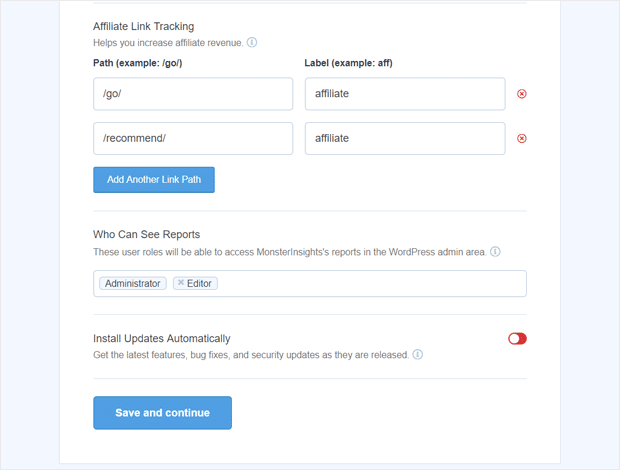 recommended settings in monsterinsights