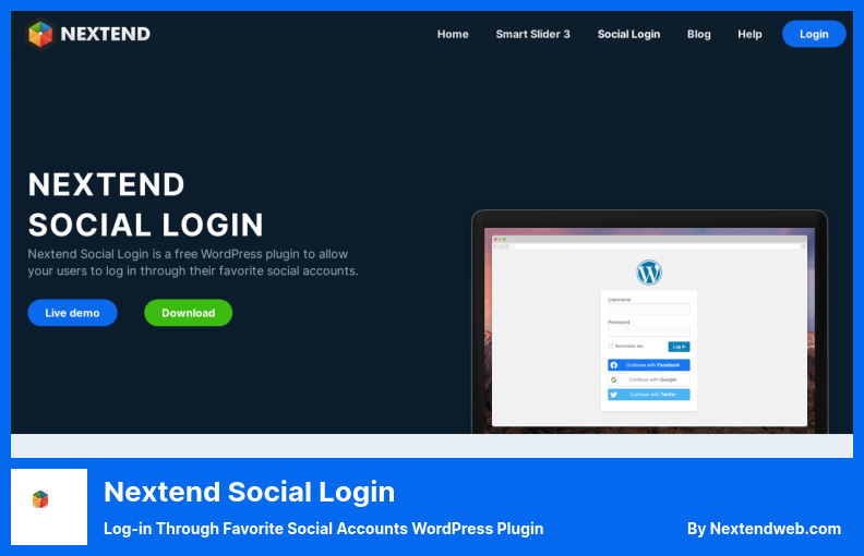 Plugin de connexion sociale Nextend - Connexion via les comptes sociaux favoris WordPress Plugin