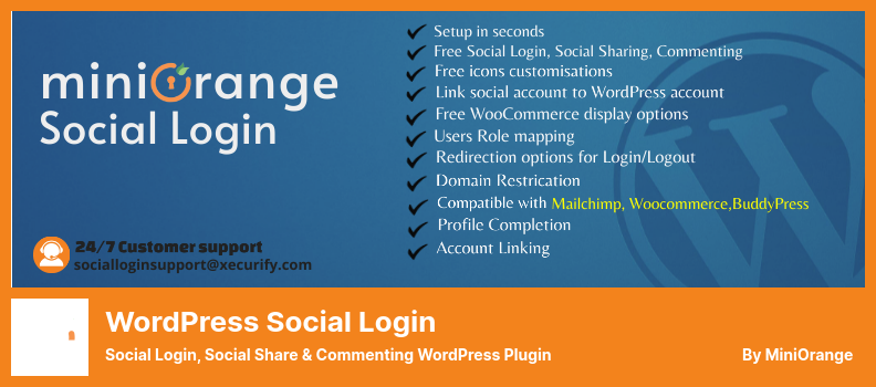 Plugin de connexion sociale WordPress - Connexion sociale, partage social et commentaire WordPress Plugin