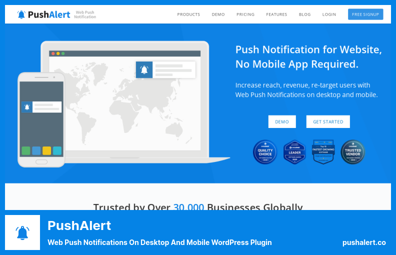 Plugin PushAlert - Notifications Push Web sur le plugin WordPress de bureau et mobile