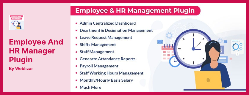 Plug-in Employee and HR Manager - Fornece funcionalidade essencial de atendimento e tempo de RH perfeitamente integrada