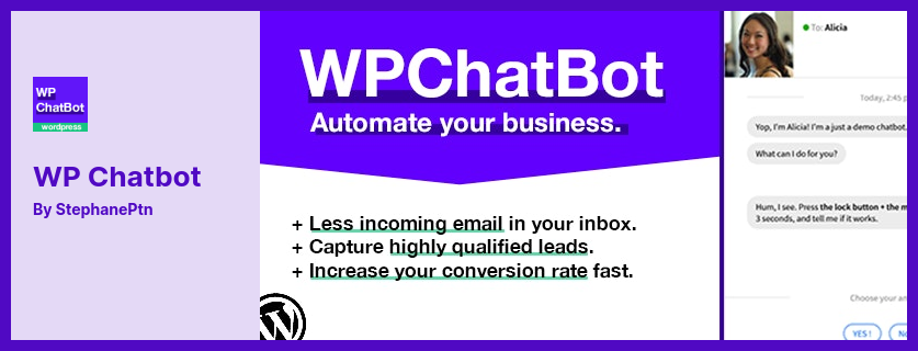 WP Chatbot 插件 - 最好的 WordPress 聊天机器人生成器