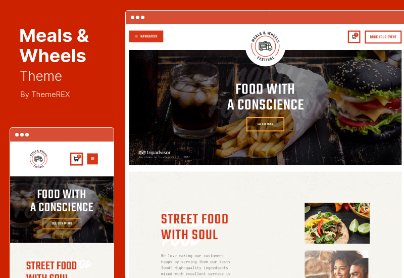 Meals & Wheels Theme - тема WordPress для доставки фаст-фуда Street Festival