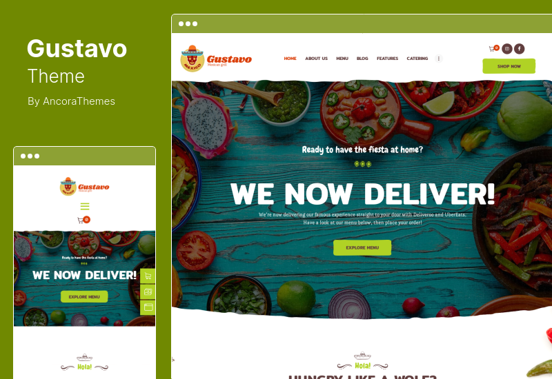 Tema Gustavo - Mexican Grill, Bar Restaurante Tema WordPress