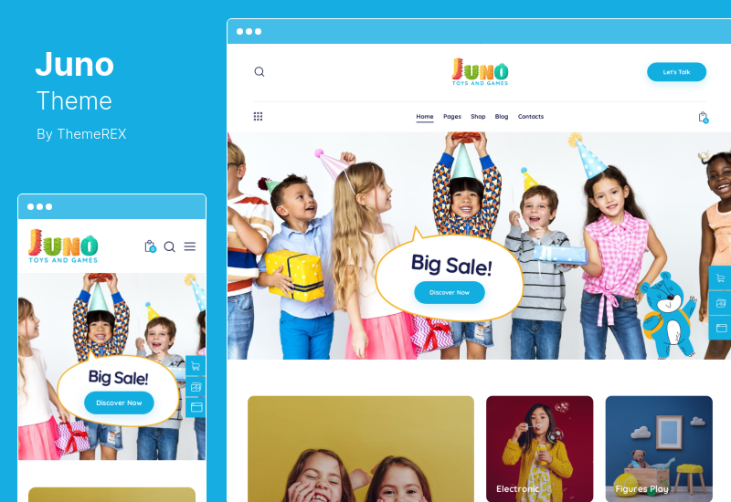 Juno 테마 - Kids Toys Games Store WordPress 테마