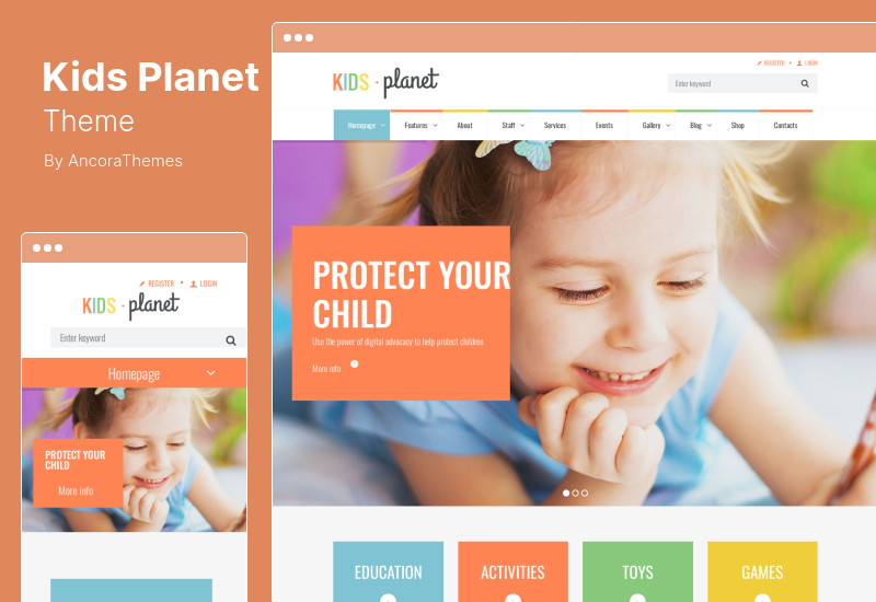 Kids Planet Theme - ธีม WordPress สำหรับเด็กอเนกประสงค์สำหรับ Playgroup อนุบาล