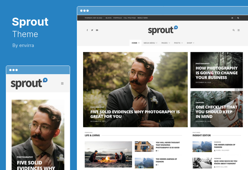 ธีม Sprout - Clean Blog News Magazine Responsive WordPress Theme