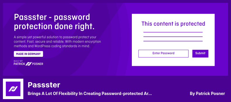 Plugin Passster - Offre molta flessibilità nella creazione di aree protette da password sul tuo sito web