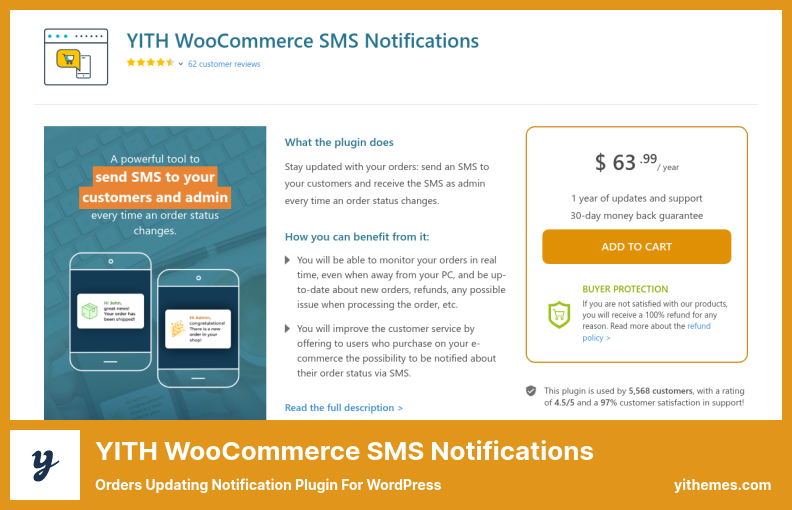 YITH WooCommerce Wtyczka powiadomień SMS - Zamówienia aktualizująca wtyczkę powiadomień dla WordPress