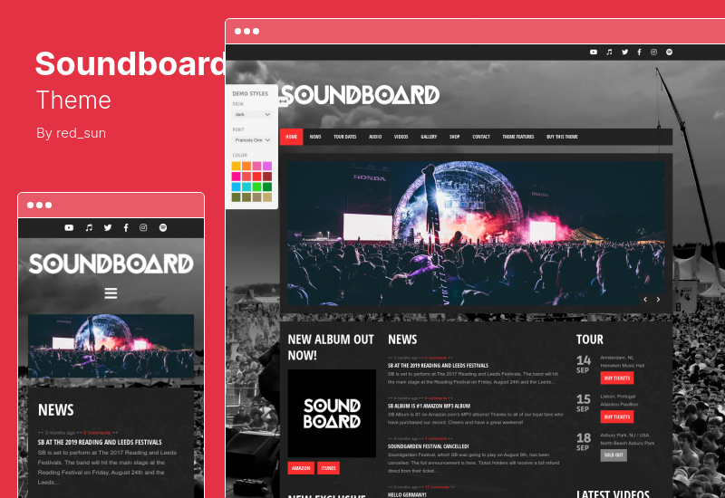 Soundboard Theme — премиальная адаптивная музыкальная тема WordPress