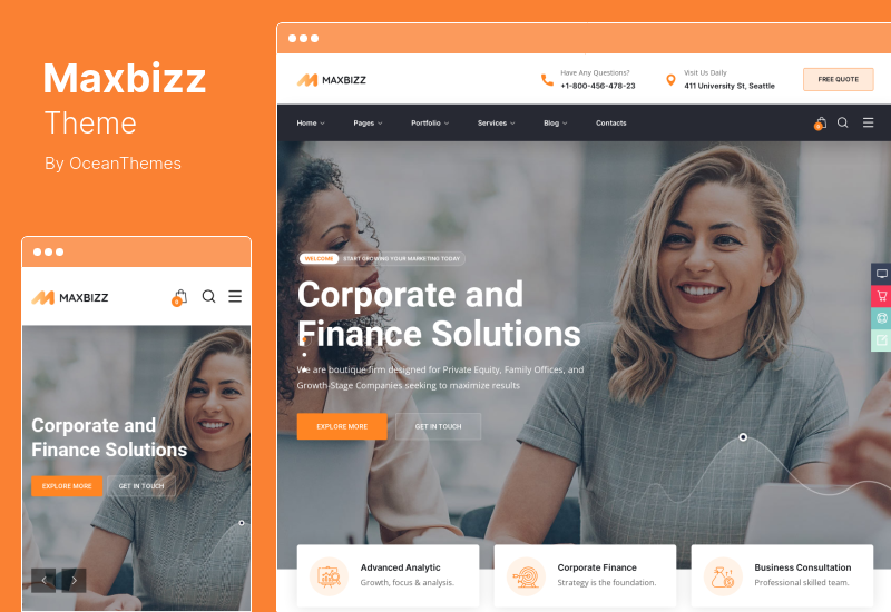 Maxbizz Theme - Danışmanlık Financial Elementor WordPress Teması