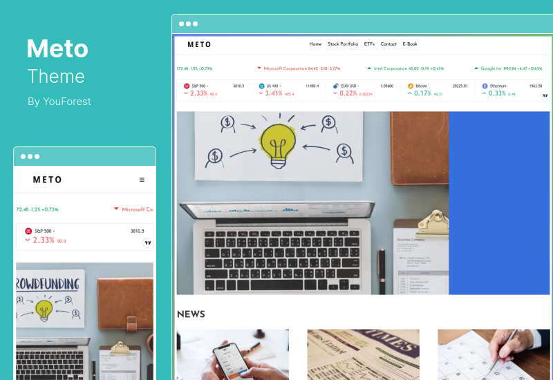 Meto Teması - Yatırımcılar, Tüccar Ekonomistleri için Tasarlandı WordPress Teması