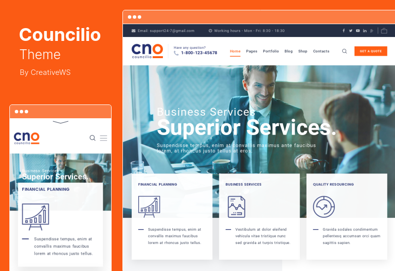 Councilio Theme - Tema de WordPress para consultoría financiera empresarial