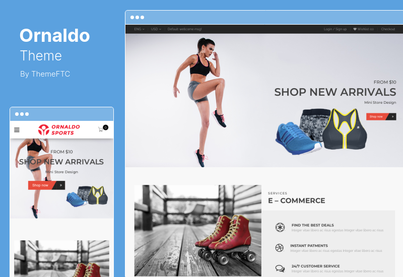 Tema Ornaldo - Tema WordPress WooCommerce del negozio di sport