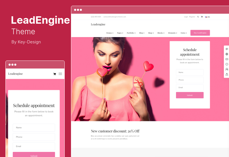 موضوع LeadEngine - موضوع WordPress متعدد الأغراض مع منشئ الصفحة