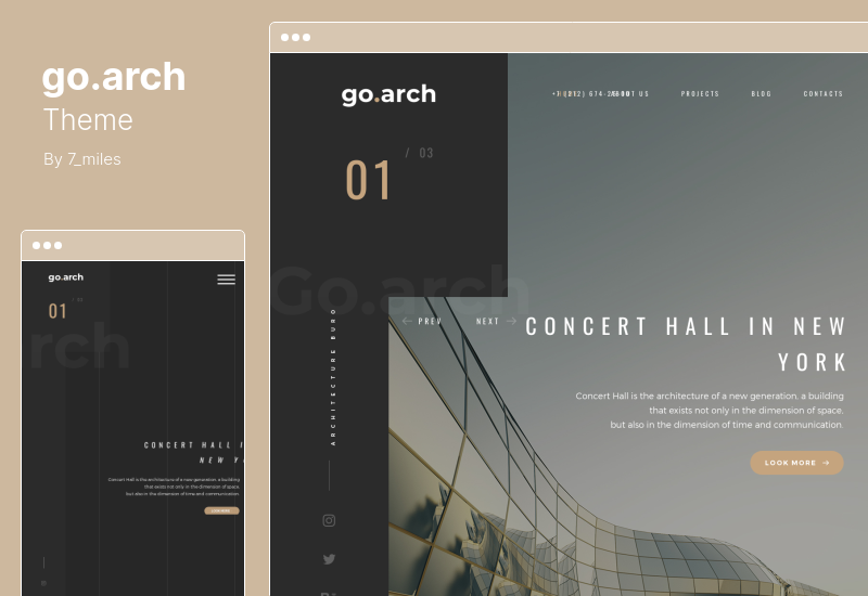 go.arch Theme - Тема WordPress Архитектура Интерьера