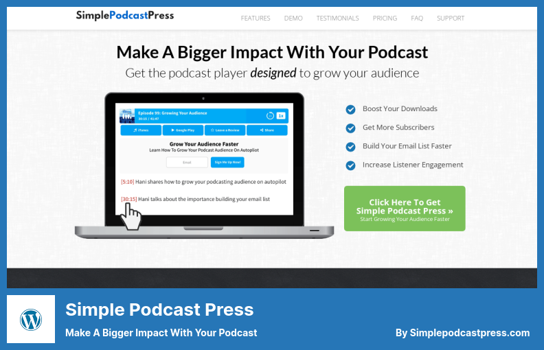 Plugin Simple Podcast Press - Cause um impacto maior com seu podcast