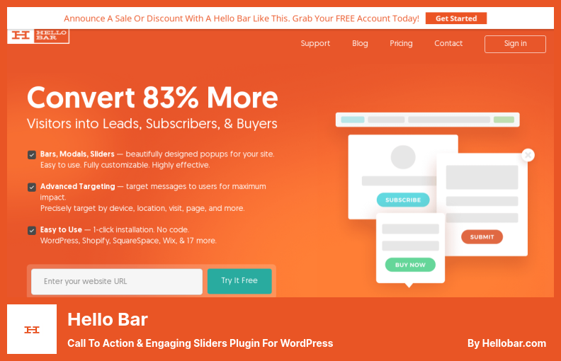 Hello Bar Plugin - Call-to-Action & ansprechendes Slider-Plugin für WordPress