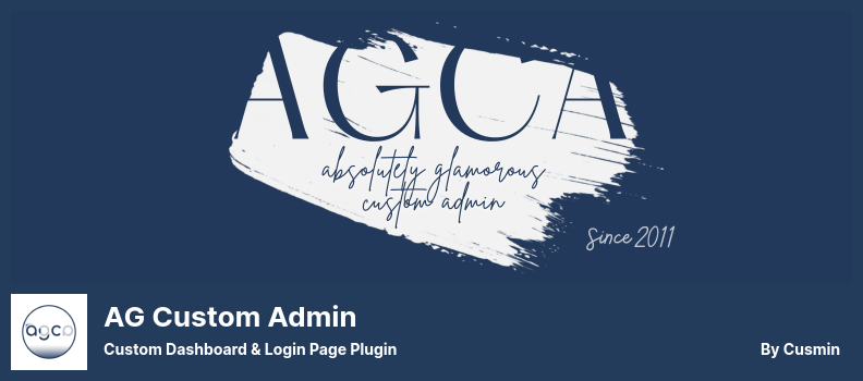 AG Custom Admin Plugin - Tableau de bord personnalisé et plugin de page de connexion