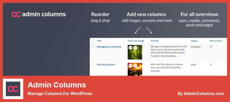 Plugin Admin Columns - Gérer les colonnes pour WordPress