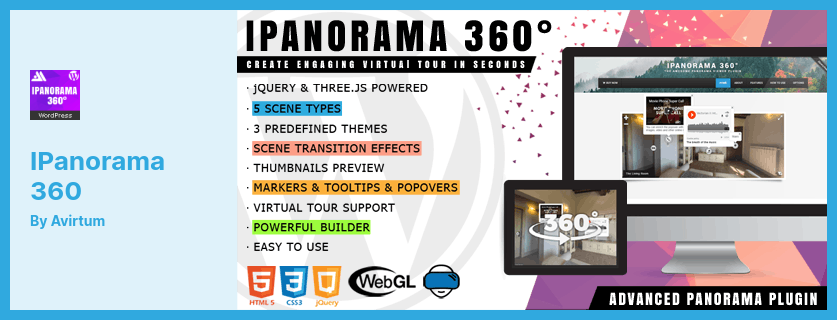 Plugin iPanorama 360 - Construtor de tour virtual para WordPress