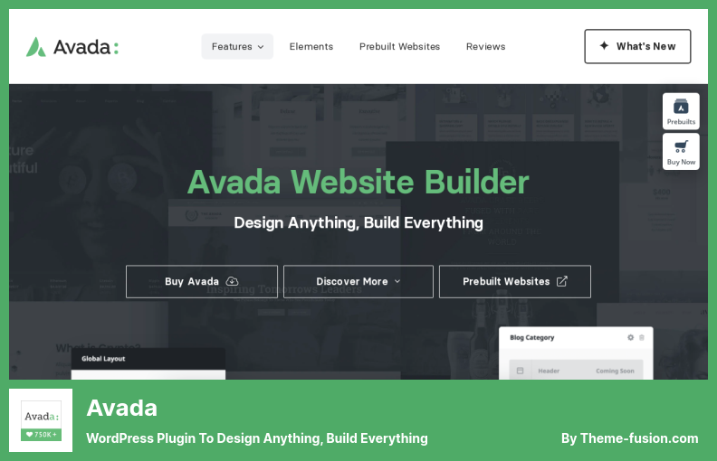 Avada Plugin - البرنامج المساعد WordPress لتصميم أي شيء ، وبناء كل شيء