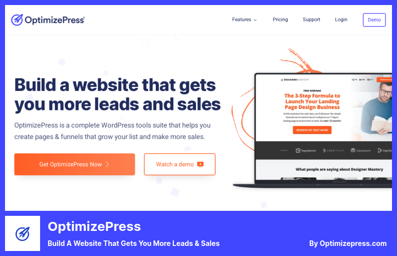 المكون الإضافي OptimizePress - أنشئ موقعًا على شبكة الإنترنت يمنحك المزيد من العملاء المحتملين والمبيعات