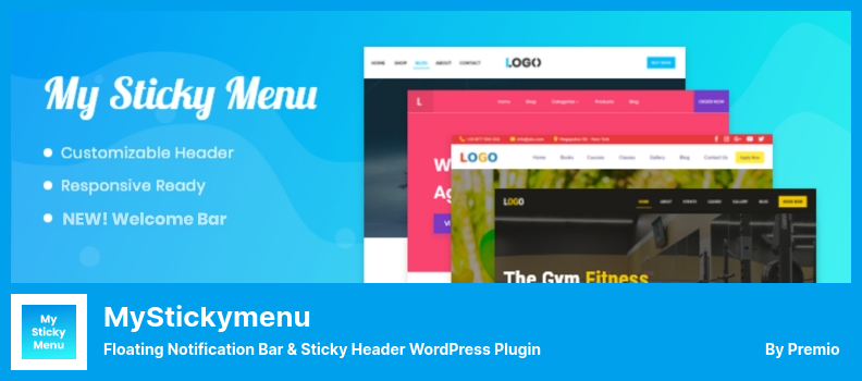 Plugin myStickymenu - Barra de Notificação Flutuante e Plugin WordPress Sticky Header