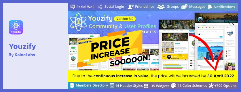 Youzify 플러그인 - BuddyPress 커뮤니티 및 WordPress 사용자 프로필 플러그인