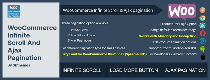 WooCommerce Infinite Scroll și Ajax Pagination Plugin - Convertiți cu ușurință paginarea implicită a produsului în Infinite Scroll sau Ajax Pagination