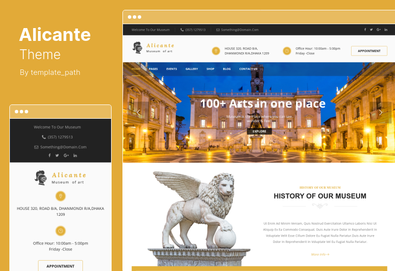 Alicante Theme - Museumsausstellung WordPress Theme