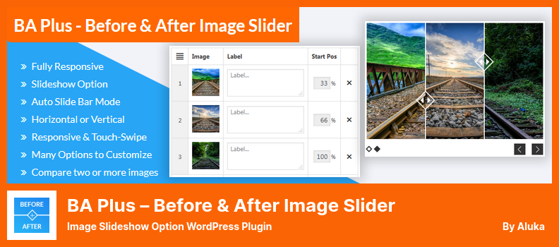 BA Plus - قبل وبعد البرنامج المساعد Image Slider - خيار عرض شرائح الصور WordPress Plugin