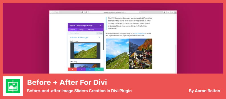 Before + After for Divi Plugin - إنشاء منزلقات الصور قبل وبعد إنشاء في Divi Plugin