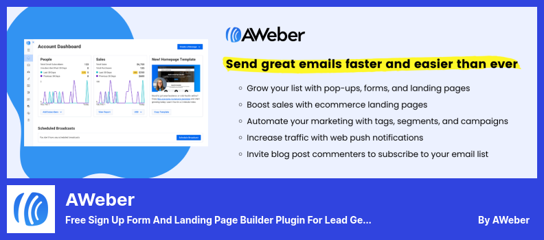 AWeber Plugin - Kostenloses Anmeldeformular und Landing Page Builder Plugin für die Lead-Generierung und das Wachstum von E-Mail-Newslettern