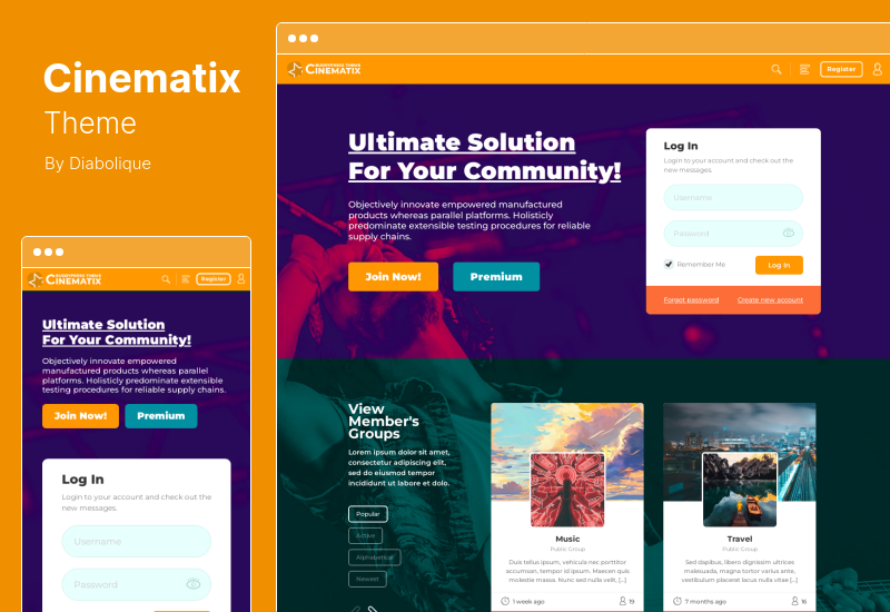 Cinematix 主題 - BuddyPress Nouveau Membership WordPress 主題