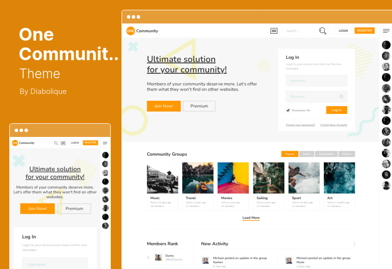 Motyw OneCommunity - Motyw WordPress Członkostwo BuddyPress