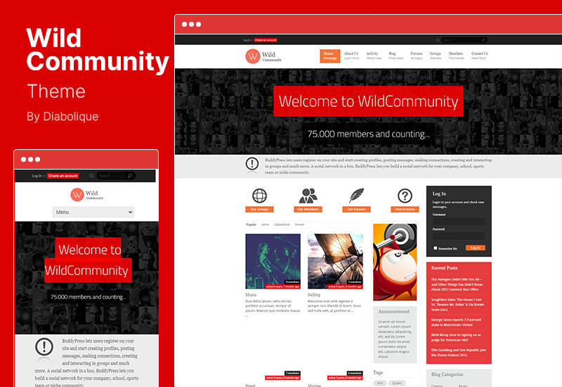 Tema WildCommunity - Tema WordPress comunitară BuddyPress