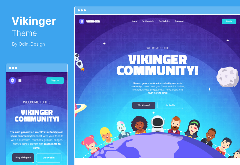 موضوع Vikinger - BuddyPress GamiPress Social Community WordPress Theme