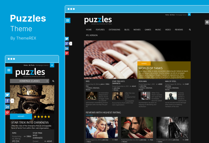 Tema Puzzles - Revizuirea revistei cu tema WordPress pentru magazin